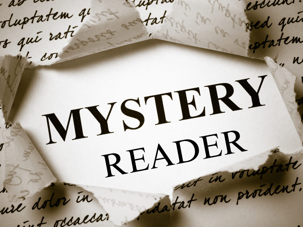 graphic with the words mystery reader